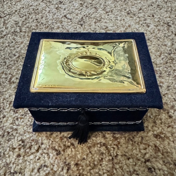 Jewelry - Italian Blue Velvet & Brass Jewelry Box